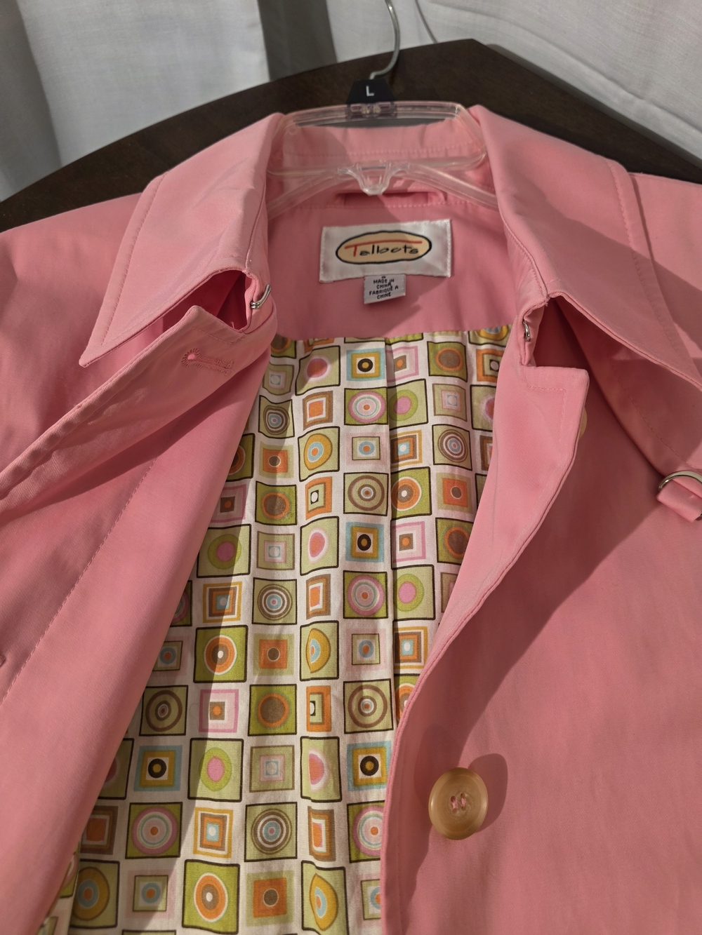 Vintage Talbots Pink Women's Trench Coat Sz 8 - Picture 5 of 9
